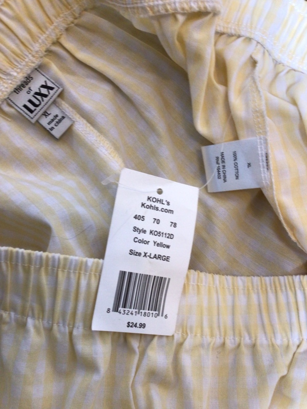 Threads of Luxx Juniors XL Yellow Gingham Side Tie Shorts NWT Cotton Pull On. - Picture 8 of 8